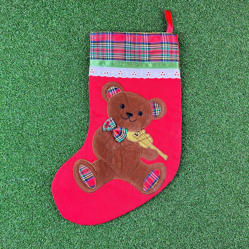 Vintage 1984 Dakin Beary Christmas Stocking Suede Teddy Bear